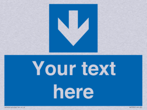 Custom Mandatory directional sign, blue arrow down